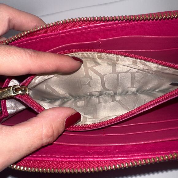 Furla XL Genuine Leather Babylon Continental Zip-around Wallet Color: Pink red - Picture 11 of 14